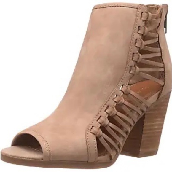 Francescas Tan Peep Toe Lace Side Booties - Picture 1 of 8